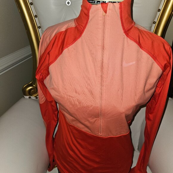 Nike 3/4 Zip pro Fit Coral Orange Sweatshirt - Picture 1 of 3